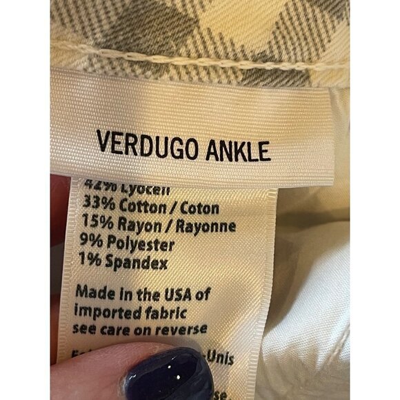 Paige Gray And White Gingham Mid Rise‎ Verdugo Ankle Cropped Jeans Size 29 - Picture 8 of 11